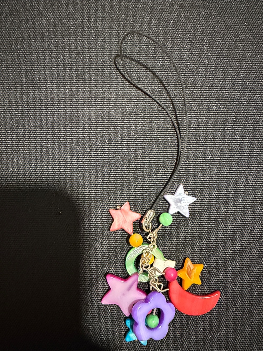 Mexican silver .925 Multicolor Star & Moon Charm Phone Strap